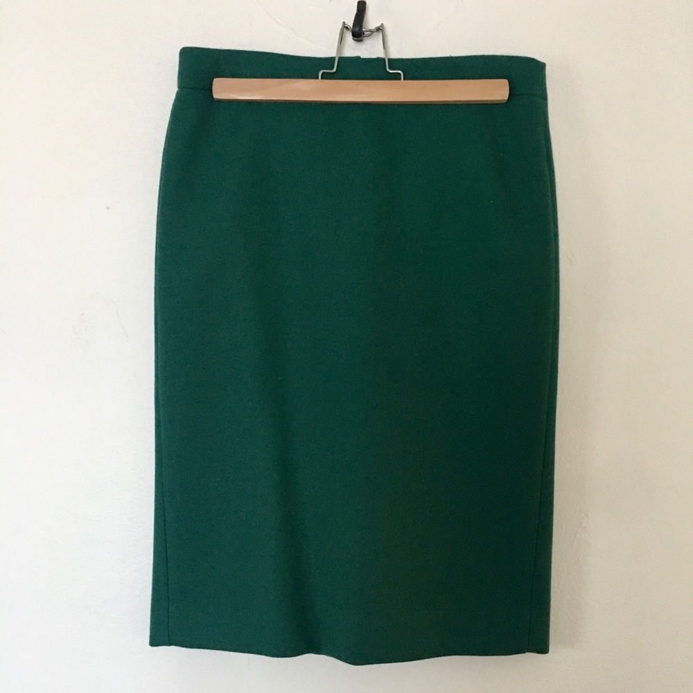 Green wool J.Crew No. 2 pencil skirt in 2T